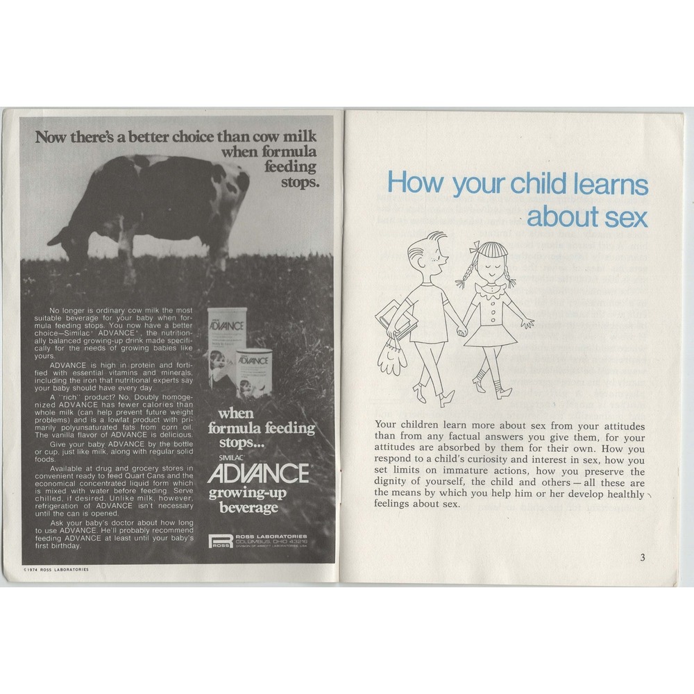 Vintage 1974 How Your Child Learns About Sex Booklet Ross Laboratories Similac - Picture 3 of 3